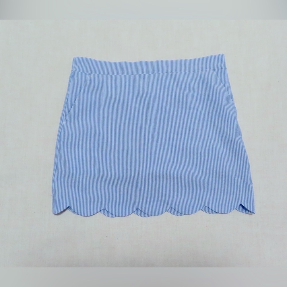 Girls Vineyard Vines Blue Seersucker Scalloped Skort Large